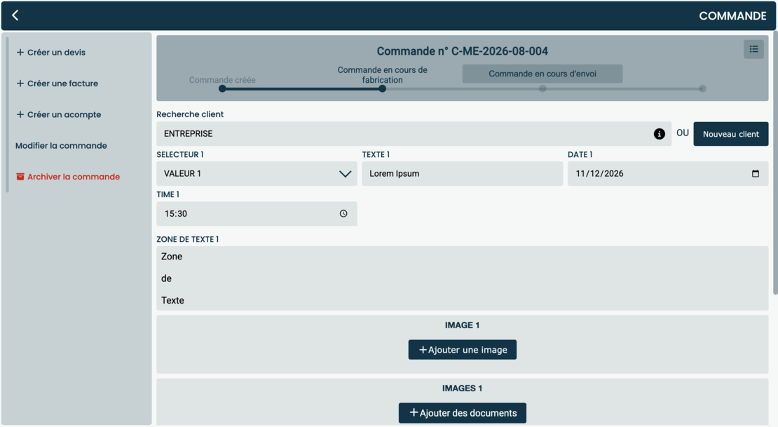 Gestion des commandes